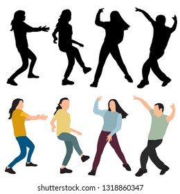 silhouette people dancing, set, collection