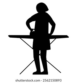 Silhouette of People Doing Unusual Domestic Work Like Ironing