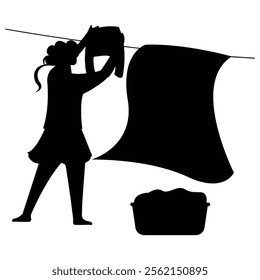 Silhouette of People Doing Unusual Domestic Work Like Ironing