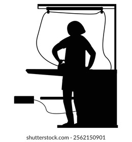 Silhouette of People Doing Unusual Domestic Work Like Ironing