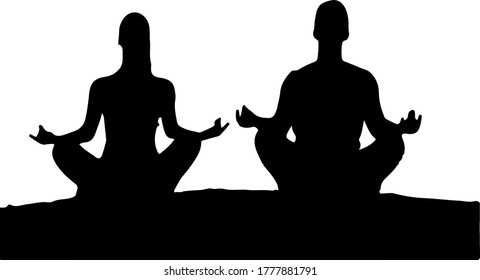 silhouette of people doing yoga