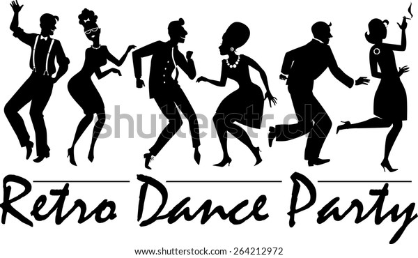 Silhouette People Dressed Vintage Fashion Dancing Stock Vector (Royalty ...