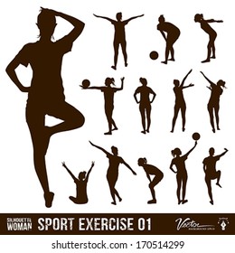 Silhouette people exercise design background, vector illustration
