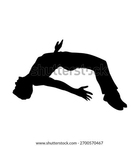 Silhouette of people falling or floating in mid-air isolated on white background. Abstract concept of free fall, losing balance, gravity, motion, dream, and surreal movement.