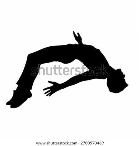 Silhouette of people falling or floating in mid-air isolated on white background. Abstract concept of free fall, losing balance, gravity, motion, dream, and surreal movement.