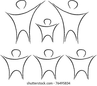 Silhouette of a people in family or team