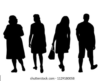 silhouette people go, on a white background