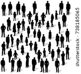 silhouette people group stand, vector, isolated