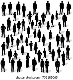 Silhouette People Group Stand, Vector, Isolated