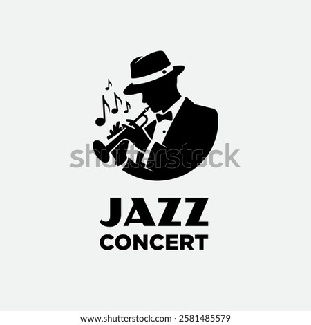  Silhouette People Hold Saxophone With Note Music Jazz Singer Player Classic Logo design inspiration