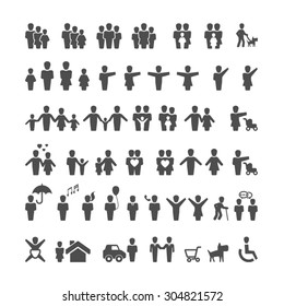 Silhouette people icons set,Vector