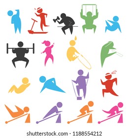 Silhouette people icons. This inspires from human activity and lifestyle sports training. This can use for human icon, sticker, logo or poster.