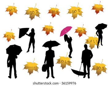 silhouette of people and leaf