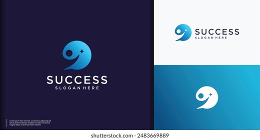 silhouette people logo reaching star on circle shape concept vector illustration.