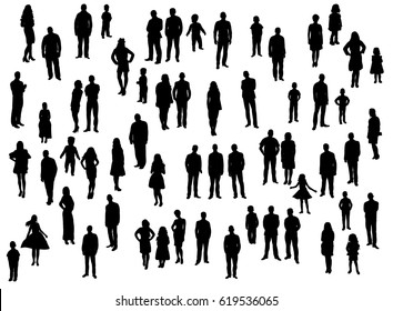 Silhouette people men women women children collection illustration vector