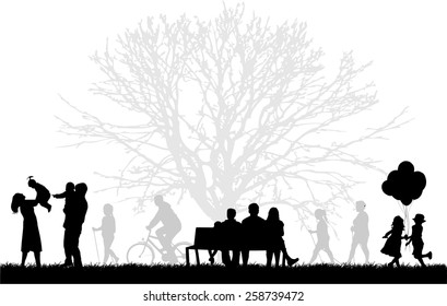 Silhouette of people on the outside