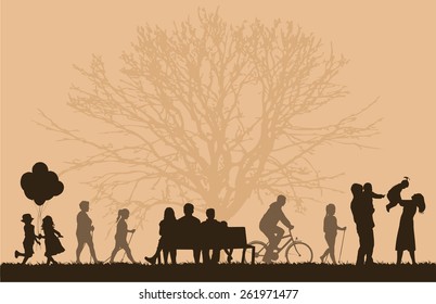 Silhouette of people on the outside