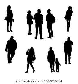 Silhouette of people on a white background.