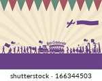 Silhouette of people parade, vector