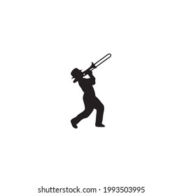 Silhouette of people playing the trumpet