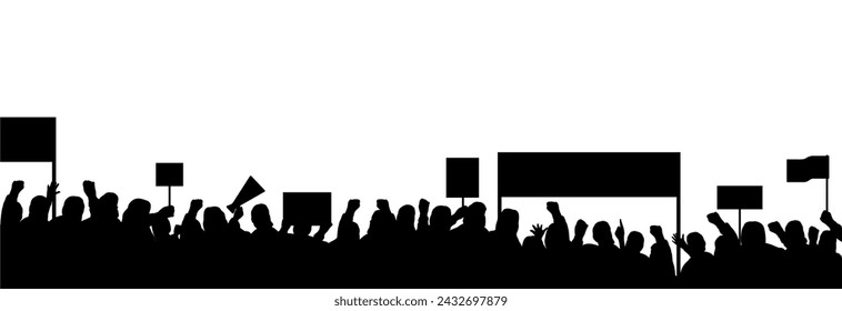 Silhouette der Menschen protestieren, Konzept der Revolution oder Unterstützung des Entwurfs.