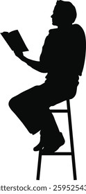 Silhouette of People Reading Book. Vector Illustration