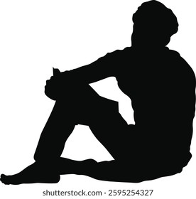 Silhouette of People Reading Book. Vector Illustration