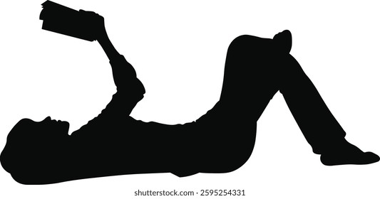 Silhouette of People Reading Book. Vector Illustration