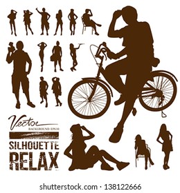 Silhouette people relax background, vector illustration