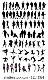 silhouette people set