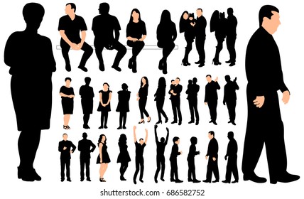 silhouette people, set