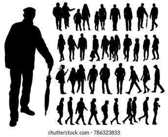 silhouette people, set