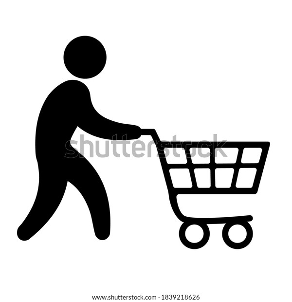 Silhouette People Shopping Cart Vector Illustration Stock Vector ...