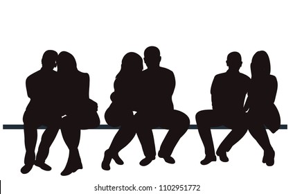 Silhouette People Sitting