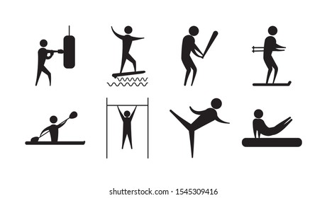 silhouette people sport different activity icons set vector illustration