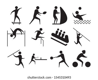 silhouette people sport different activity icons set vector illustration