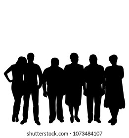 silhouette people stand, crowd, group