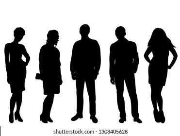 silhouette people stand isolated