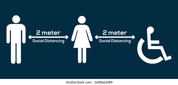 Silhouette of people standing with distance for avoid virus. concept of social distancing and isolation