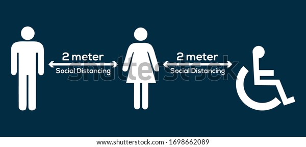 Silhouette People Standing Distance Avoid Virus Stock Vector (Royalty ...