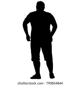 Silhouette of People Standing full and thick on White Background.