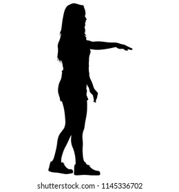 Silhouette of People Standing on White Background