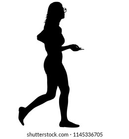 Silhouette of People Standing on White Background