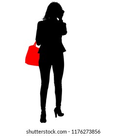 Silhouette of People Standing on White Background