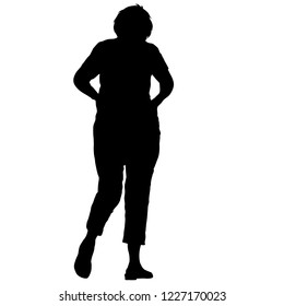 Silhouette of People Standing on White Background
