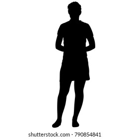 Silhouette of People Standing on White Background.
