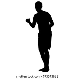 Silhouette of People Standing on White Background.