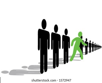 Silhouette people, "Step out from the Crowd, Be an Innovator, an Early Adopter!"