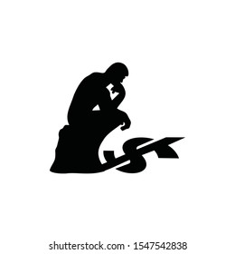 silhouette of people thinking and dollar sign ready to use