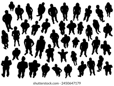 silhouette of people in top view.